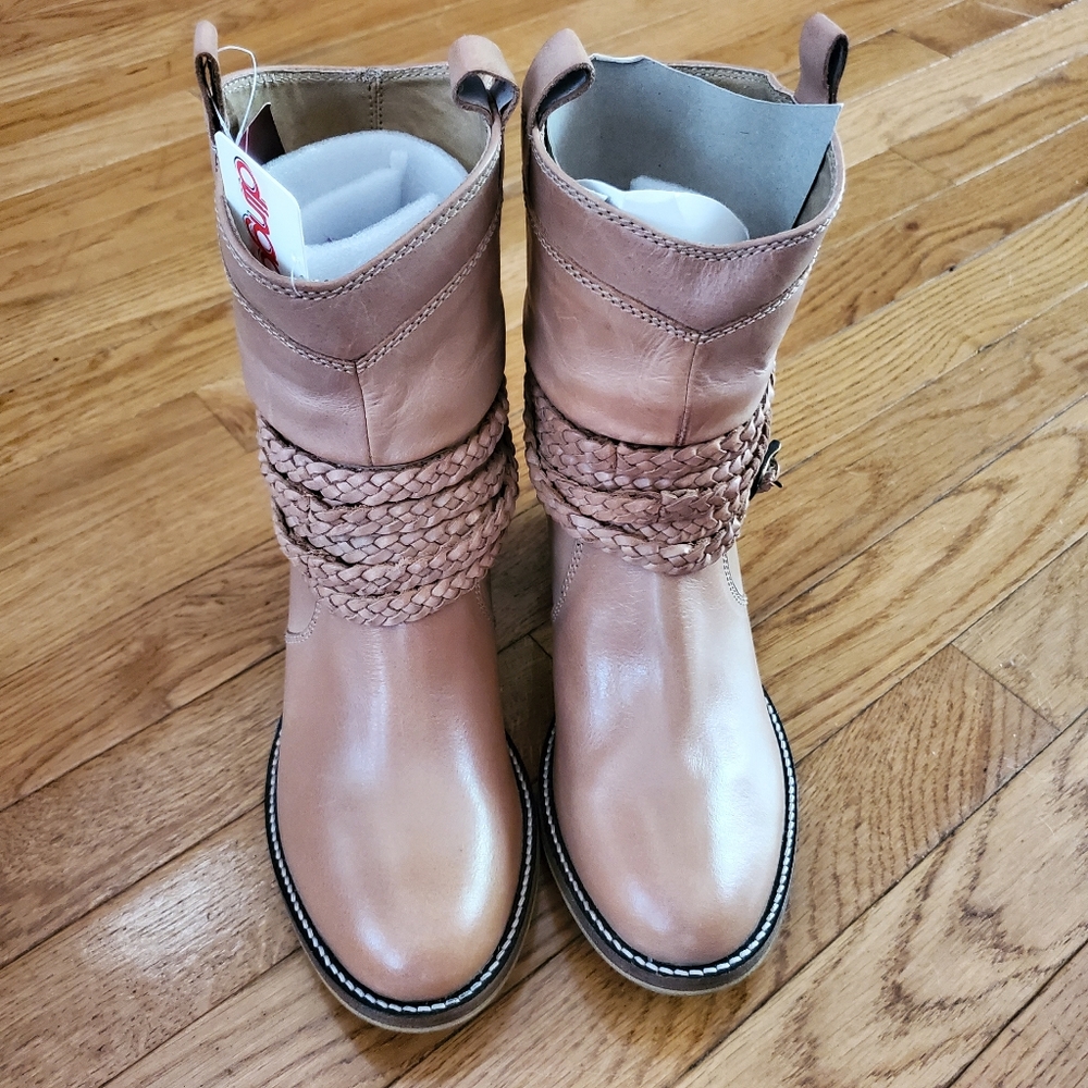 Leather Dingo Slouch Braided Strap Ankle Boots ☆ - Picture 6 of 13